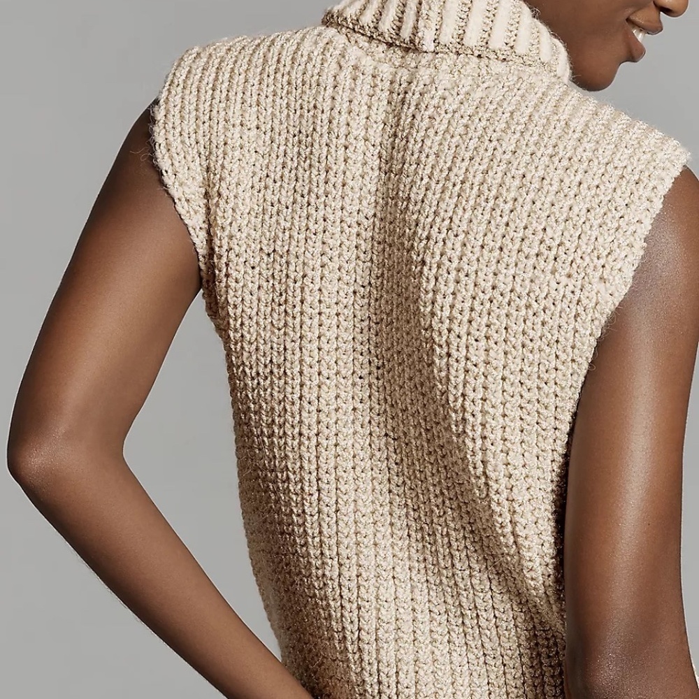 NWT Anthropologie Pilcro Lurex Sweater Tank Vest XL - Picture 2 of 4